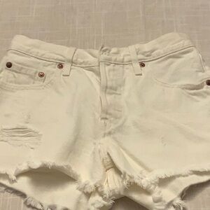 Used Levi’s 501 White Button Fly Jean Shorts Size 25